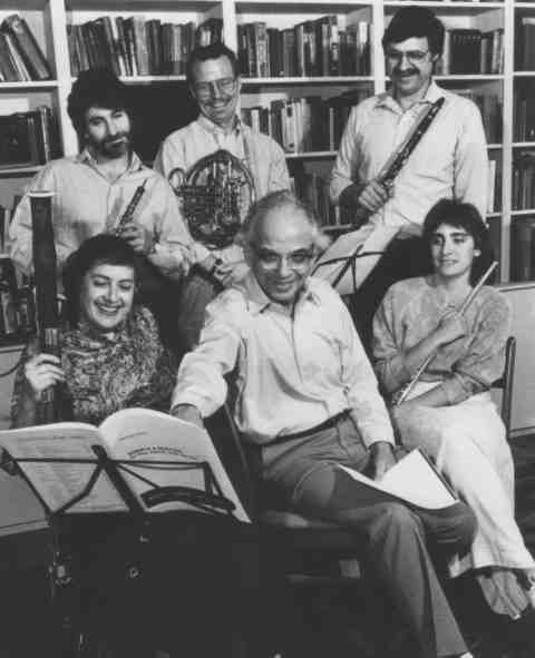 Gerard Reuter, Oboe; David Jolley, Horn; Jerry Kirkbride, Clarinet; Jane Taylor, Bassoon; George Perle, Composer; Elizabeth Mann, Flute